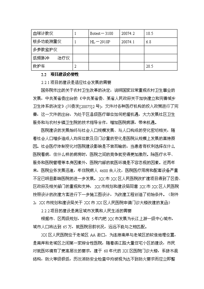 （終稿）xx區人民醫院改擴建新增項目評估分析報告.doc（最終版）第12頁