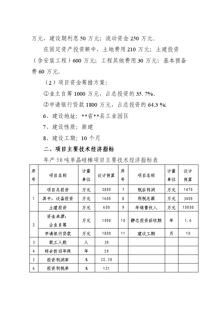 （終稿）50噸單晶硅棒新增項目評估分析報告.doc（最終版）第2頁