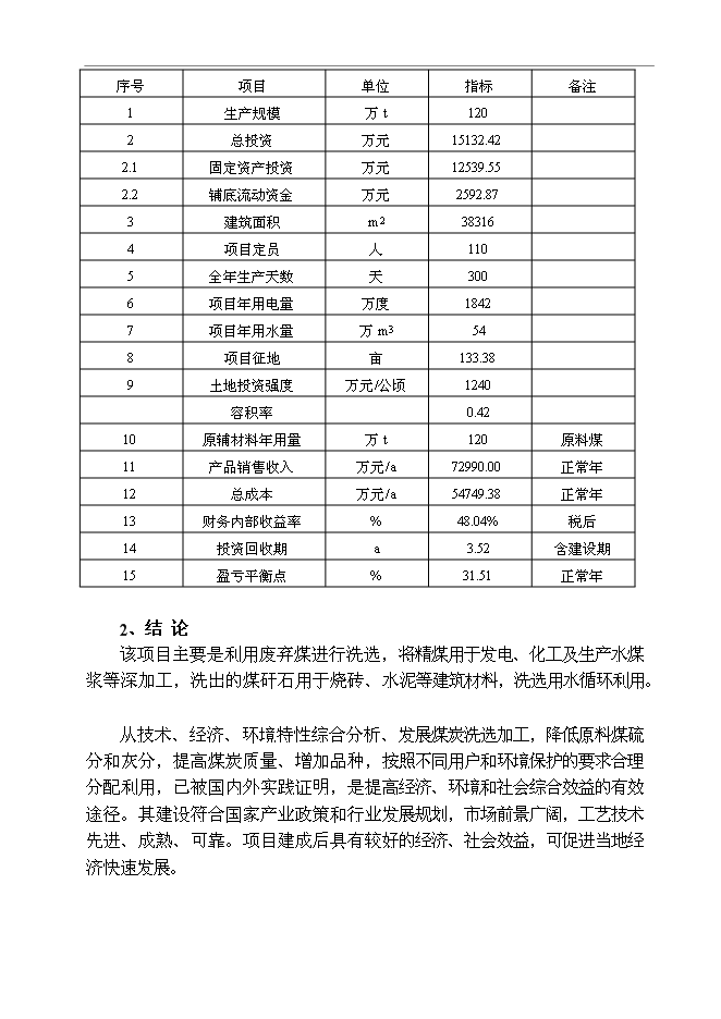 （終稿）某某公司百萬噸廢棄煤綜合利用新增項目投資立項申報計劃書.doc（最終版）第4頁
