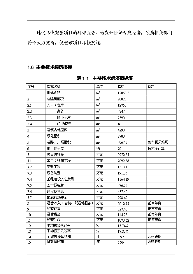 某超市配送中心新增項目投資立項申報計劃書第5頁