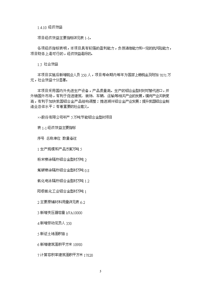 （終稿）年生產萬噸節能鋁合金型材加工新增項目投資立項申報計劃書.doc（最終版）第5頁