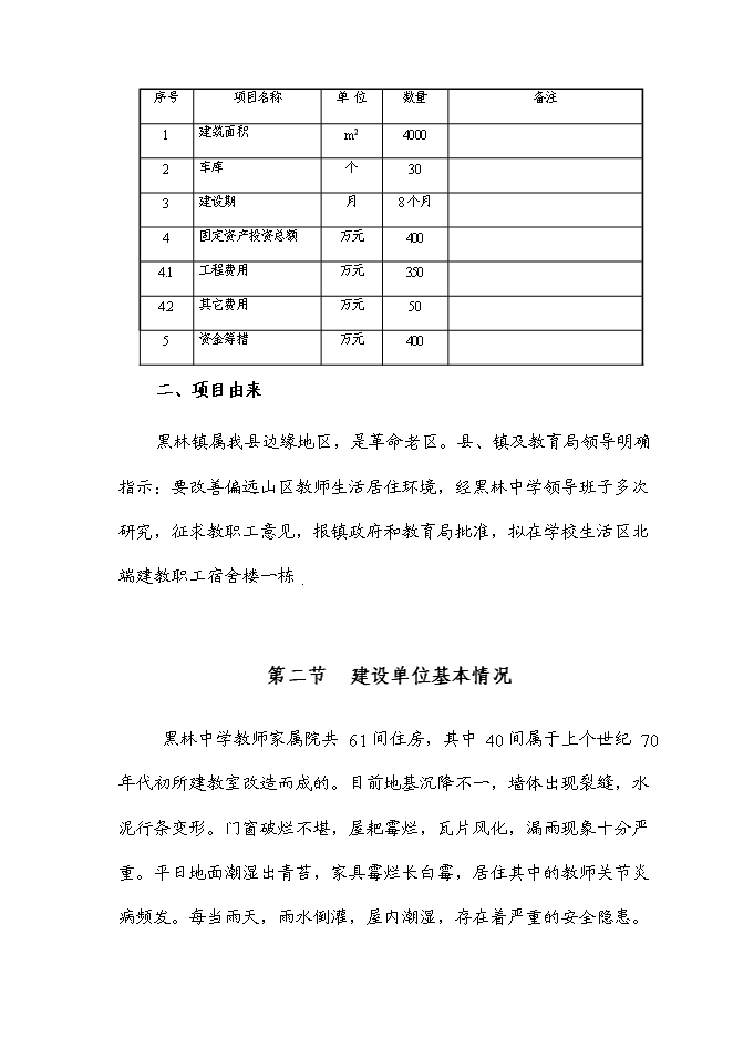 （終稿）黑林中學教工宿舍樓新增項目投資立項申報計劃書.doc（最終版）預覽圖（3）
