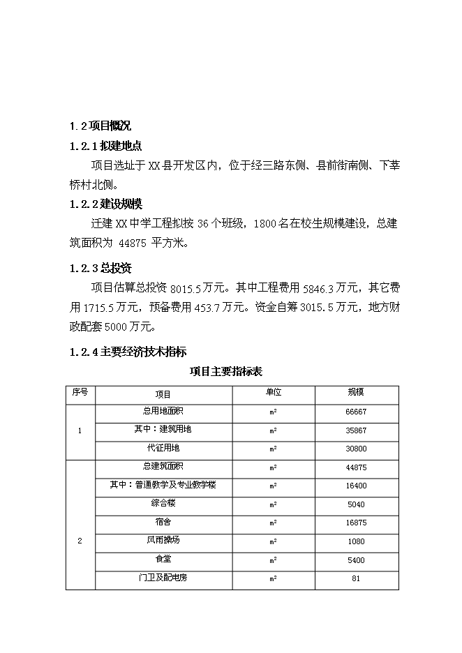 （終稿）某中學遷建工程新增項目投資立項申報計劃書.doc（最終版）第3頁