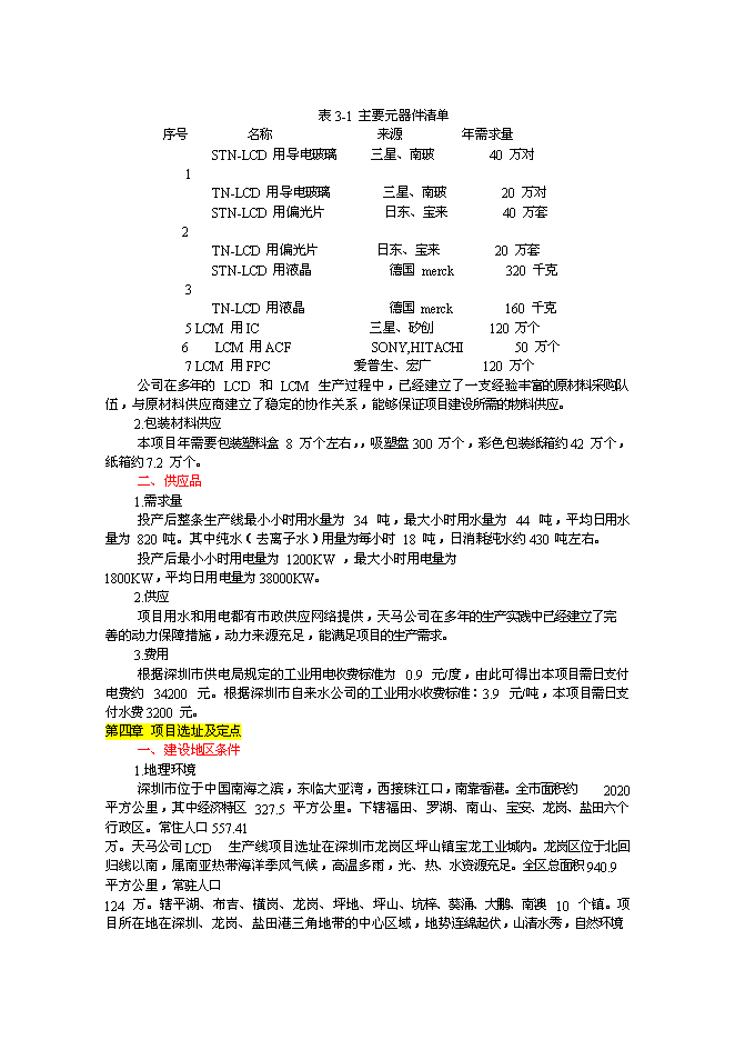 （終稿）車載液晶顯示器件生產線新增項目投資立項申報計劃書.doc（最終版）第15頁