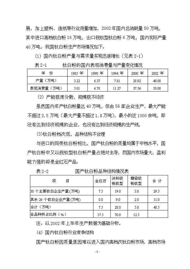（終稿）年產5萬噸氯化法鈦白粉工程新增項目投資立項申報計劃書.doc（最終版）第6頁