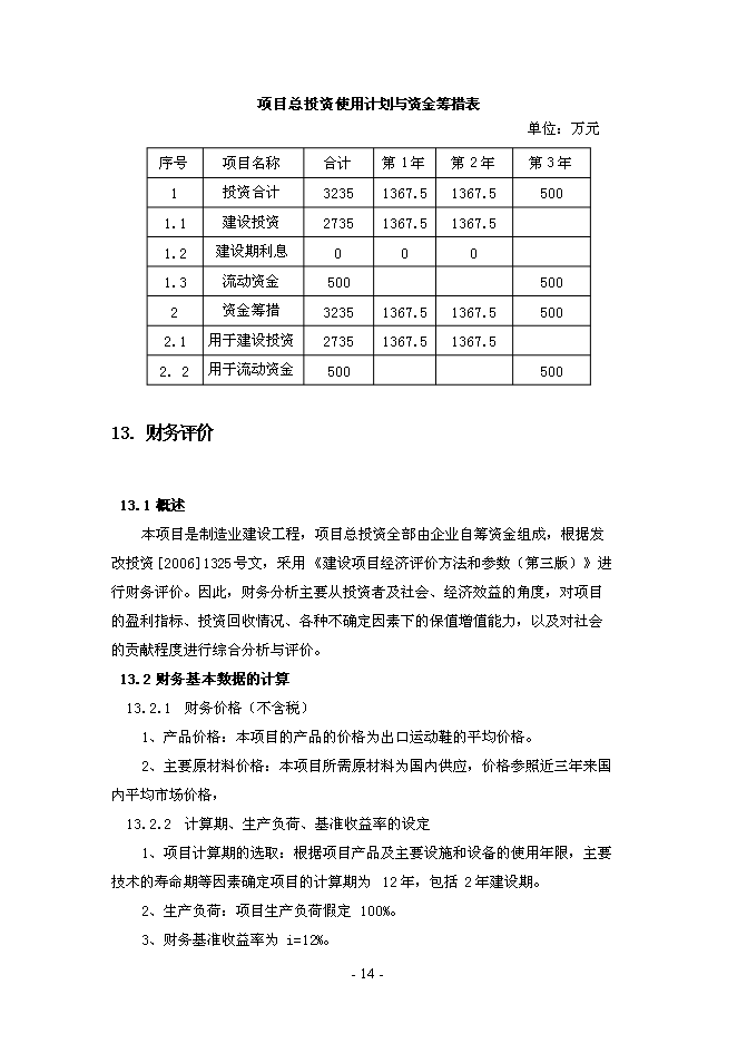 （終稿）年生產萬雙運動鞋新增項目投資立項申報計劃書.doc（最終版）第14頁