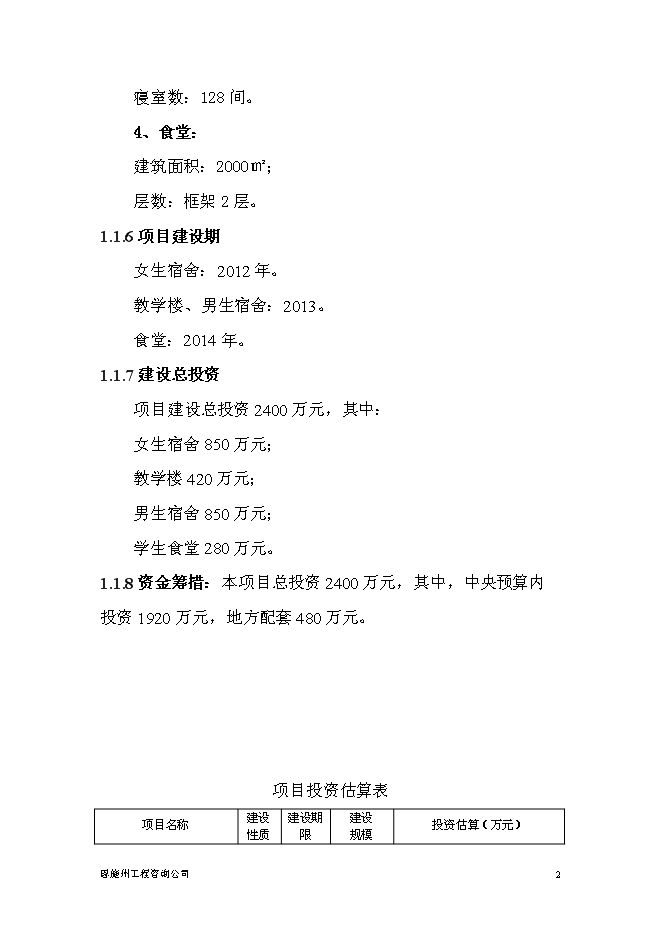 普通高中新增項目投資立項申報計劃書預覽圖（2）