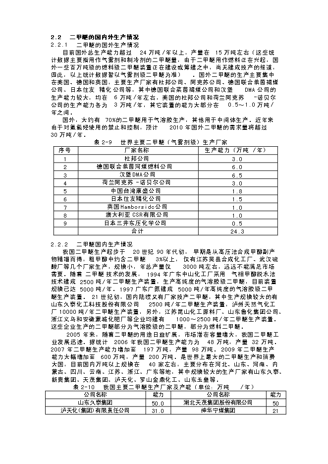 （終稿）年生產萬噸甲醇氣相催化脫水制二甲醚裝置新增項目投資立項申報計劃書.doc（最終版）第10頁