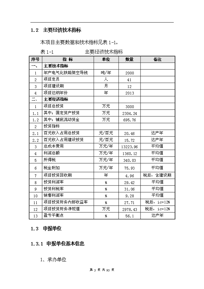 （終稿）年產2000噸電氣化鐵路架空導線新增項目投資立項申報計劃書.doc（最終版）
