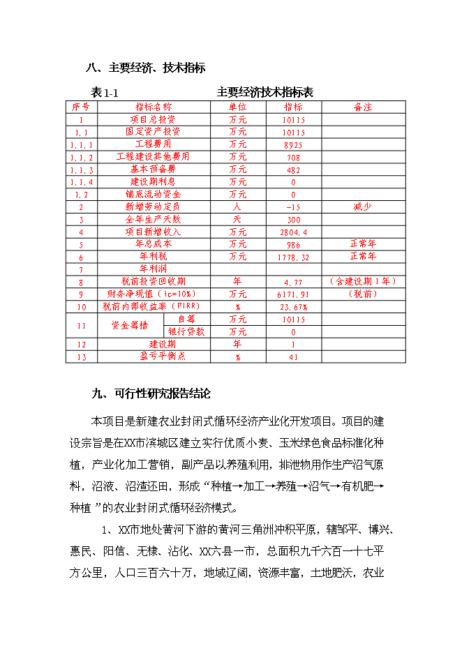 （終稿）萬畝優質糧農業封閉式循環經濟產業化開發新增項目投資立項申報計劃書.doc（最終版）第5頁
