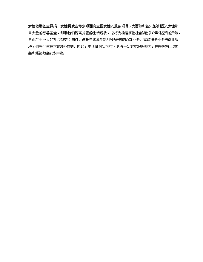 （終稿）中誠母親能力網有限公司新增項目可行性投資論證建議書.doc（最終版）