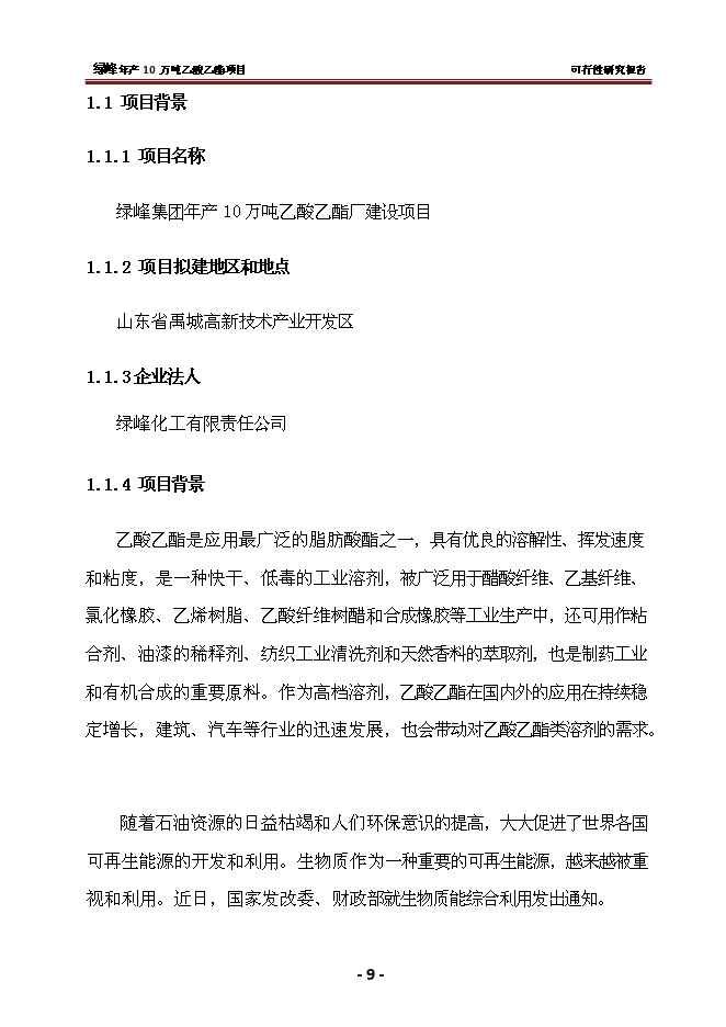 （終稿）乙酸乙酯新增項目 新增項目可行性投資論證建議書.doc（最終版）