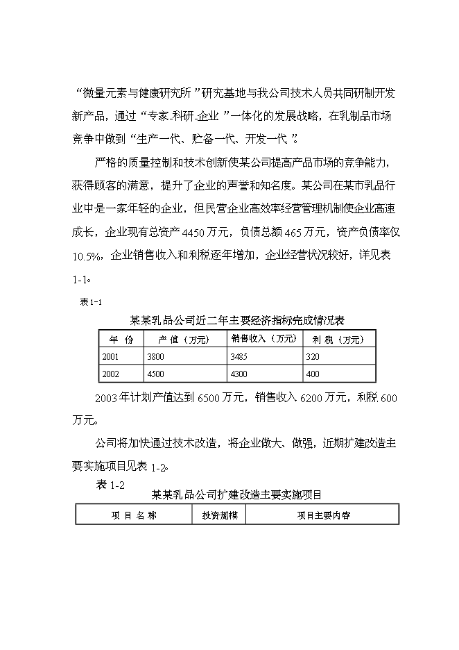 乳品公司擴建改造新增項目可行性投資論證建議書第3頁