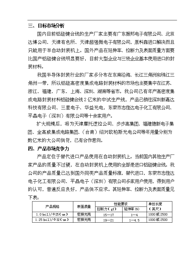 （終稿）億米高密度集成電路封裝材料—鋁硅鍵合線新增項目可行性投資論證建議書.doc（最終版）第13頁