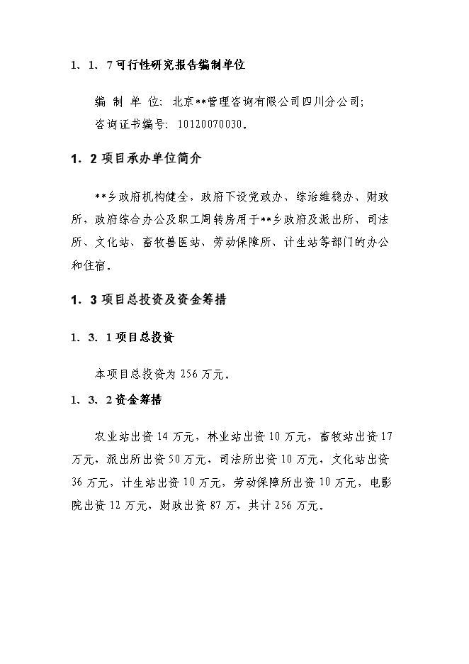（終稿）鄉政府綜合辦公及周轉用房新增項目可行性投資論證建議書.doc（最終版）第2頁