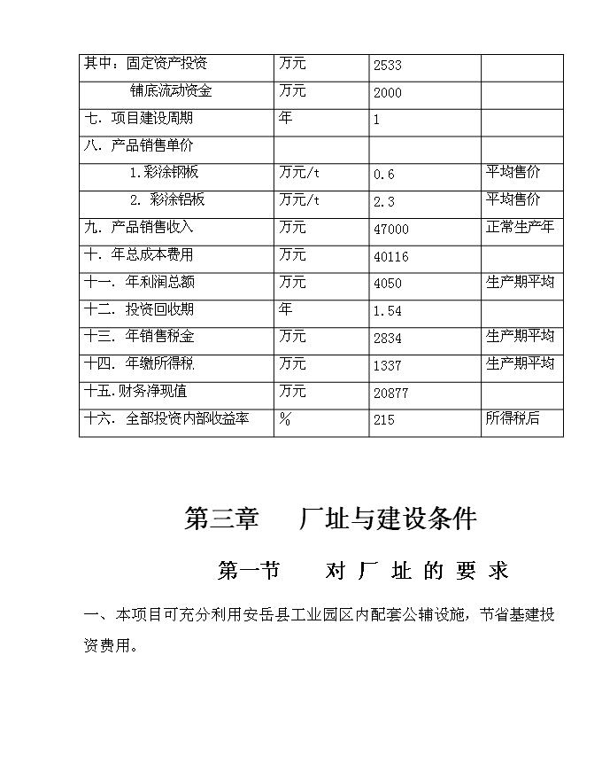 五萬噸彩涂板生產線新增項目可行性投資論證建議書第11頁