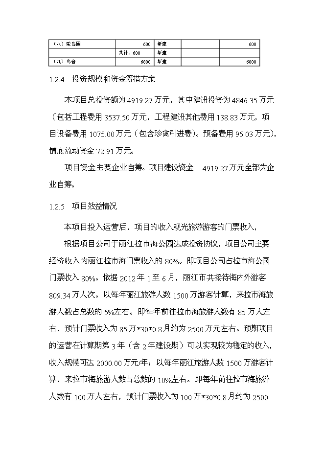 （終稿）云南麗江拉市海飛禽公園新增項目可行性投資論證建議書.doc（最終版）第13頁