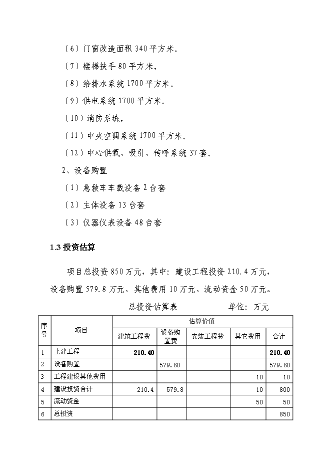 （終稿）中心醫院急救中心改建新增項目可行性投資論證建議書.doc（最終版）