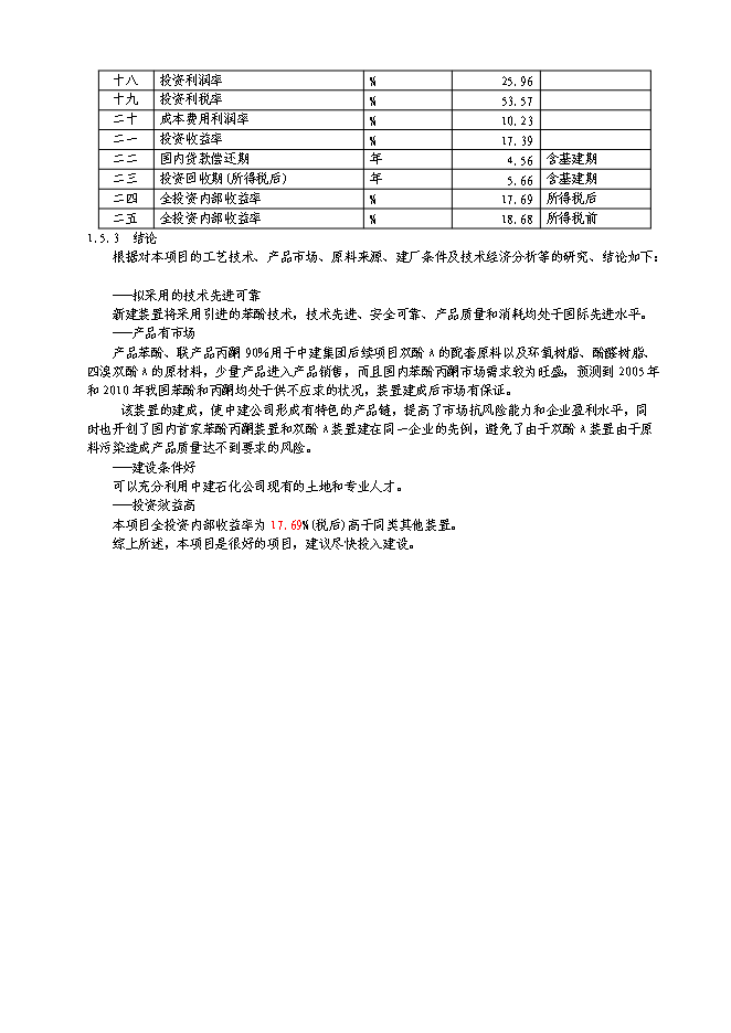 （終稿）中建萬噸苯酚裝置新增項目可行性投資論證建議書.doc（最終版）