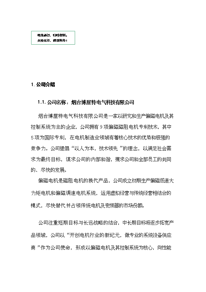 （終稿）偏磁電機新增項目可行性投資論證建議書.doc（最終版）第1頁