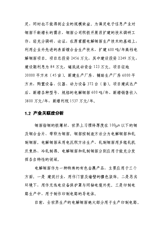 （終稿）六百噸鍍合金高檔電解銅箔新增項目可行性投資論證建議書.doc（最終版）第2頁