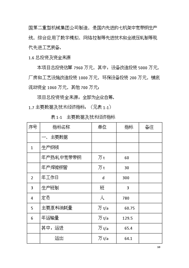 （終稿）六十萬噸熱軋中寬帶鋼技術改造新增項目可行性投資論證建議書.doc（最終版）第10頁