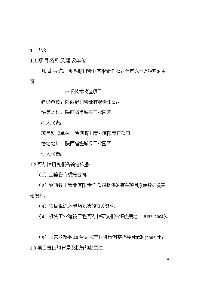 （終稿）六十萬噸熱軋中寬帶鋼技術改造新增項目可行性投資論證建議書.doc（最終版）第6頁