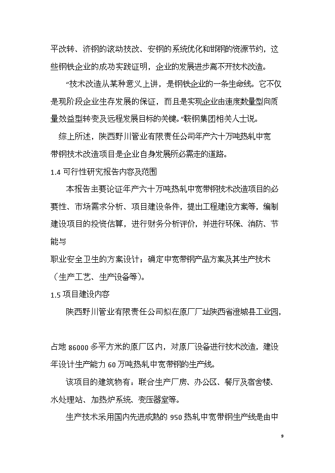 （終稿）六十萬噸熱軋中寬帶鋼技術改造新增項目可行性投資論證建議書.doc（最終版）第9頁