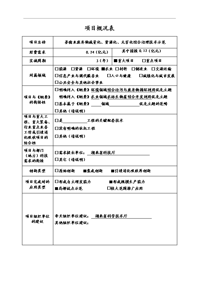 （終稿）養豬業廢棄物減量化、資源化、無害化綜合治理技術示范新增項目可行性投資論證建議書.doc（最終版）