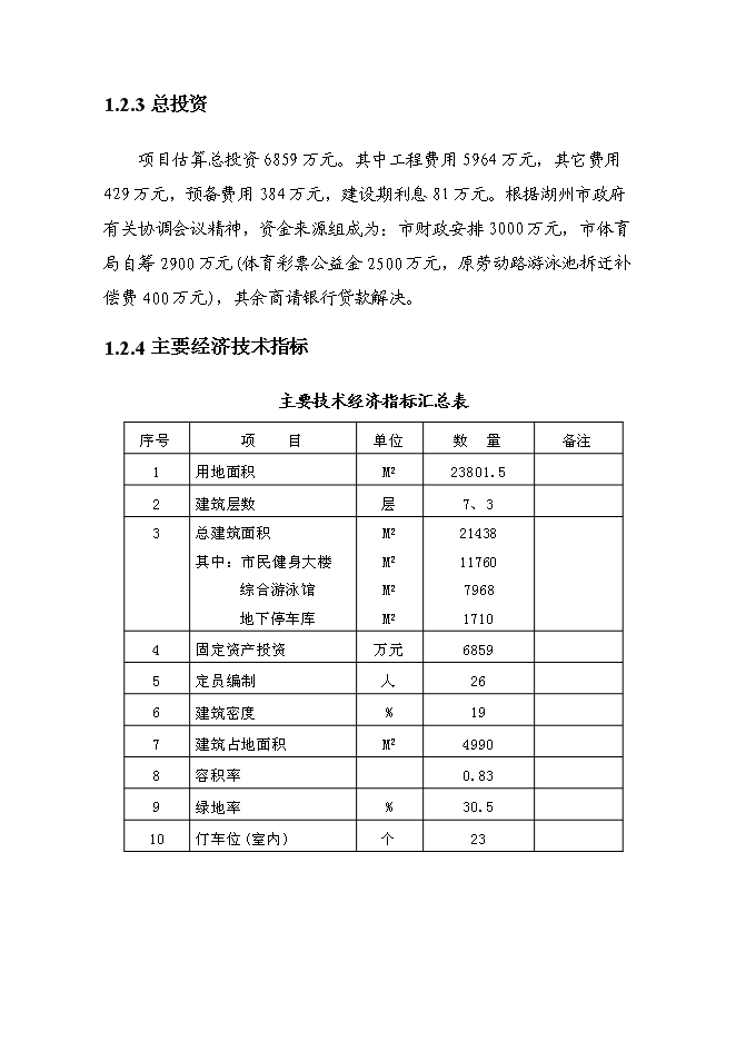 全民健身中心工程新增項目可行性投資論證建議書第4頁