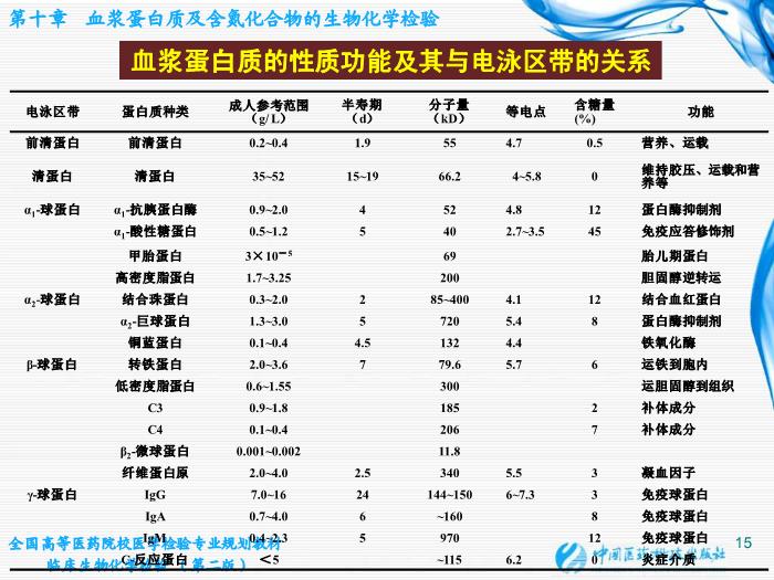 【醫學PPT課件】第10章  血漿蛋白質及含氮化合物的生物化學檢驗第15頁