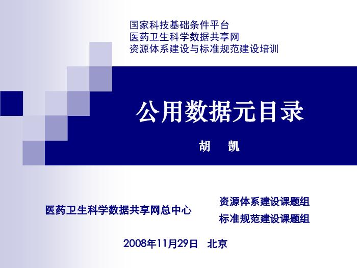 【醫學PPT課件】公用數據元目錄-胡凱第1頁