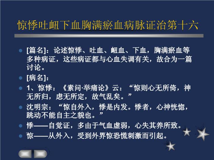 【醫學PPT課件】驚悸吐衄下血胸滿瘀血病脈證治第十六第1頁