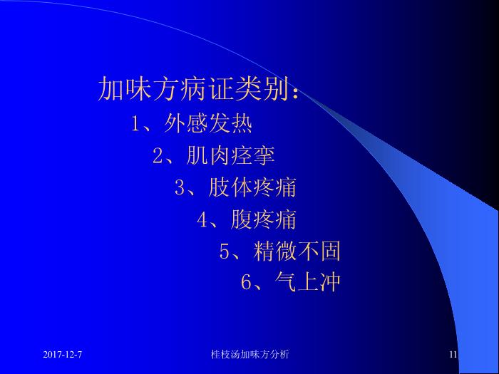 【醫學PPT課件】桂枝湯類方 附43首桂枝湯加味方分析第11頁