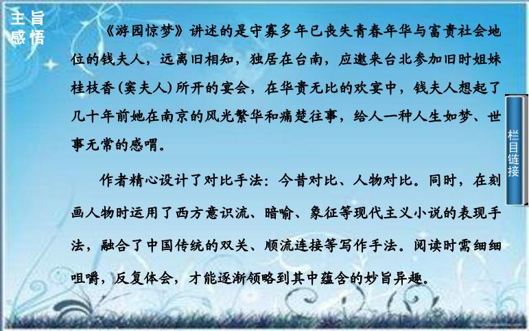 2016粵教版語文選修第6課 游園驚夢 ppt課件2