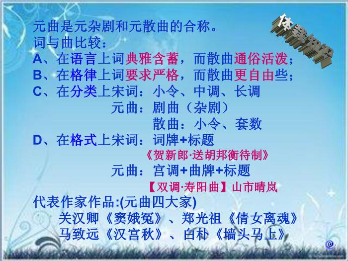 2016粵教版語文選修第20課 關漢卿散曲二首 ppt課件2第2頁