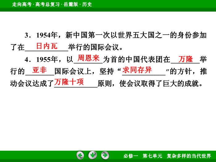 TOP382017年高考歷史岳麓版一輪復習必修1第7單元　復雜多樣的當代世界 第14講.ppt文檔免費在線閱讀預覽圖（10）