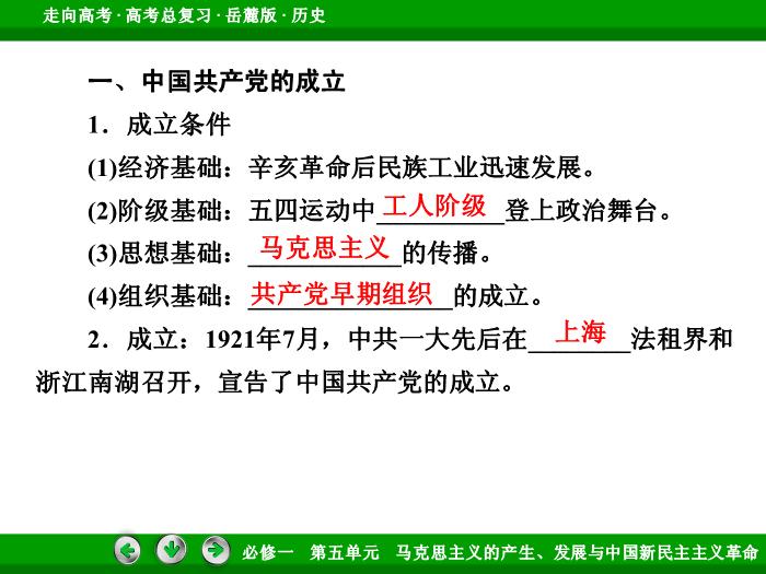 502017年高考歷史岳麓版一輪復習必修1第5單元　馬克思主義的產生、發展與中國新民主主義革命 第10講文檔預覽圖（8）