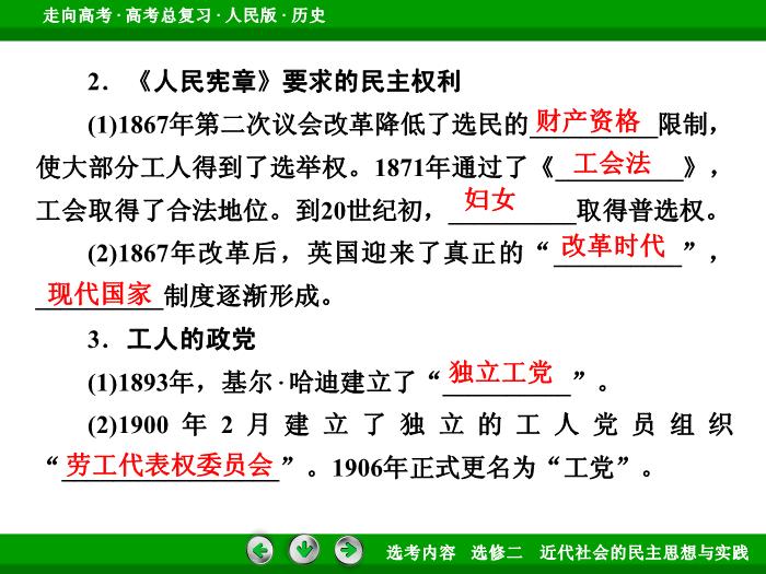 TOP362017年高考歷史人民版一輪復習選修二　近代社會的民主思想與實踐第46講.ppt文檔免費在線閱讀第11頁