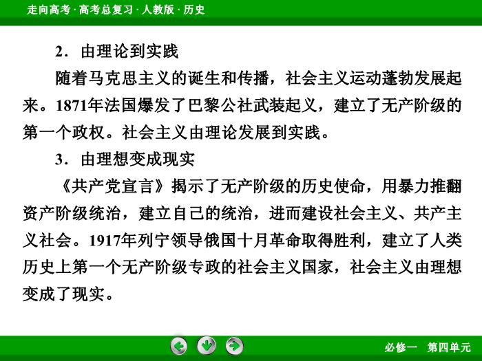 TOP542017版高考歷史（人教版）一輪總復習：必修1 第4單元 從科學社會主義理論到社會主義制度的建立 單元整合4.ppt文檔免費在線閱讀第9頁