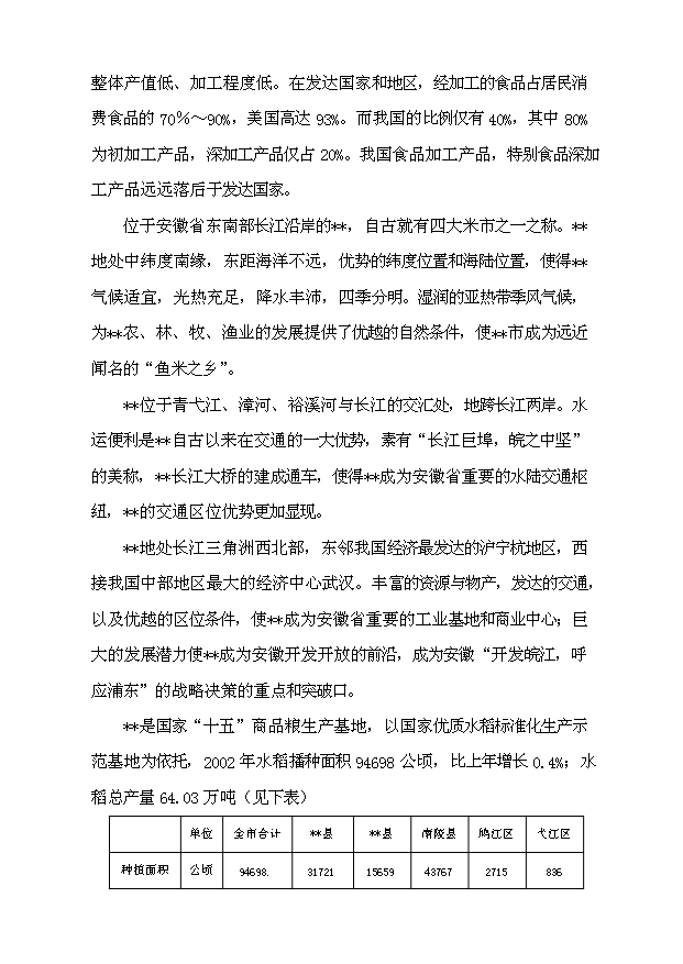 （項目成果）4千噸大米即食食品生產線項目可行性論證申報材料（華經縱橫）