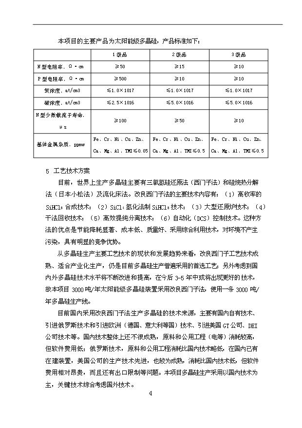 多晶硅項目12頁可行性研究報告例文（0）第4頁