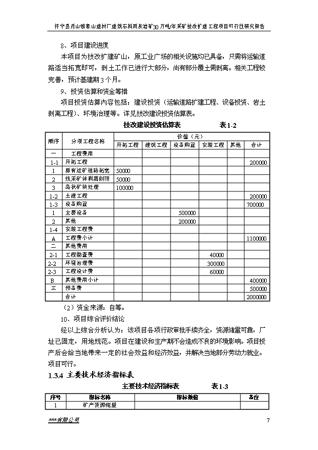 （項目成果）30萬噸建筑石料用灰巖礦露天采礦技改擴建工程項目可行性論證申報材料（華經縱橫）