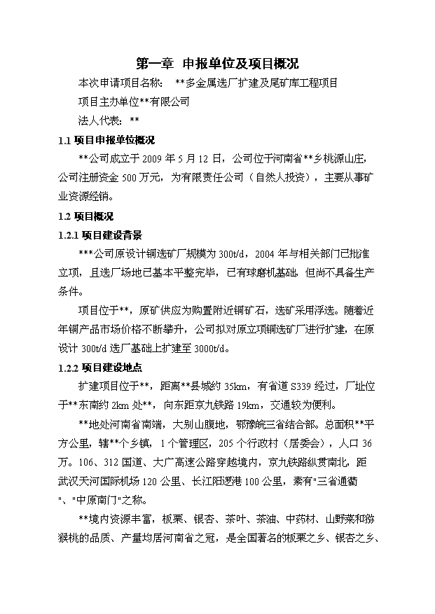多金屬選廠擴建及尾礦庫工程項目56頁項目可研報告模板（7）