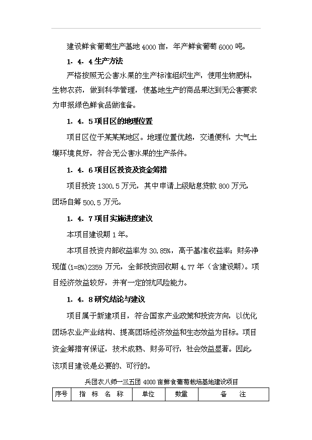 （項目成果）4千畝鮮食葡萄生產基地項目可行性論證申報材料（華經縱橫）第4頁