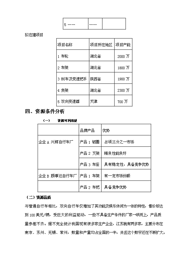（項目成果）50萬輛雙向自行車項目可行性論證申報材料（華經縱橫）