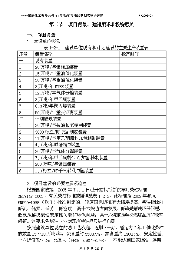 （項目成果）30萬柴油加氫可行性論證申報材料（華經縱橫）