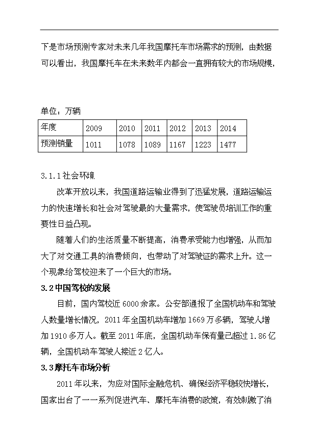 多浪人摩托車培訓學校項目47頁項目申請報告模板（1）第9頁