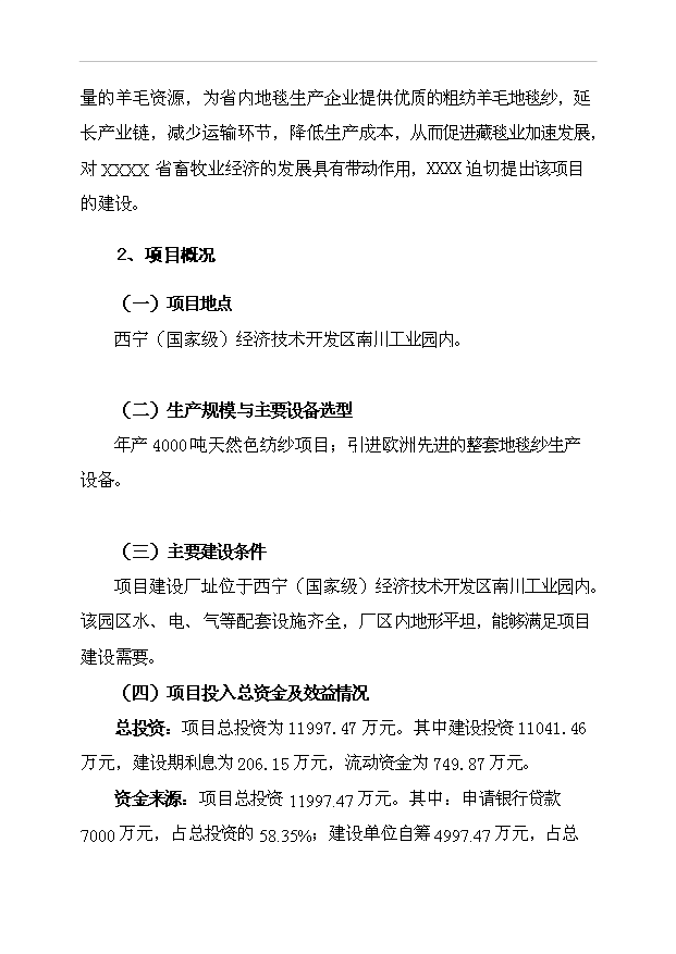 （項目成果）4千噸色紡紗項目可行性論證申報材料（華經縱橫）