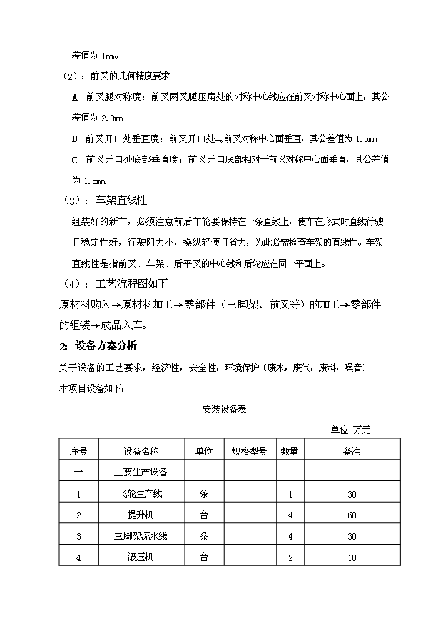 （項目成果）50萬輛自行車項目可行性論證申報材料（華經縱橫）